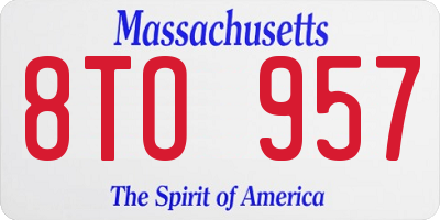 MA license plate 8TO957