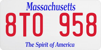 MA license plate 8TO958