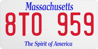 MA license plate 8TO959
