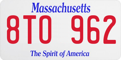 MA license plate 8TO962