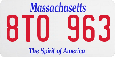 MA license plate 8TO963