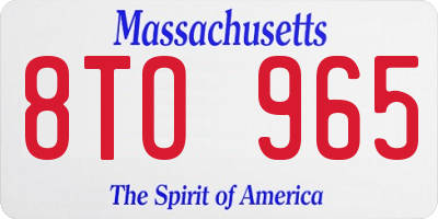 MA license plate 8TO965