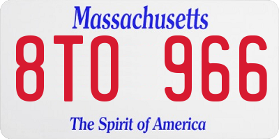 MA license plate 8TO966