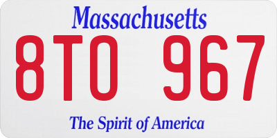 MA license plate 8TO967
