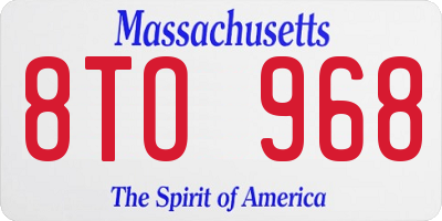 MA license plate 8TO968
