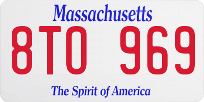 MA license plate 8TO969