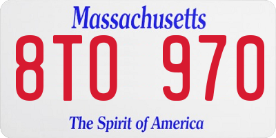 MA license plate 8TO970