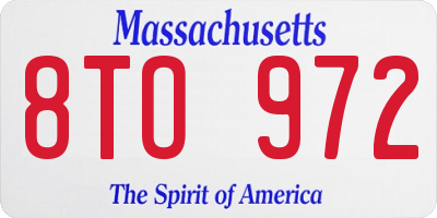 MA license plate 8TO972