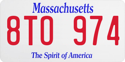 MA license plate 8TO974