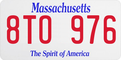 MA license plate 8TO976