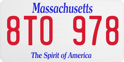 MA license plate 8TO978