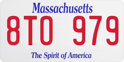 MA license plate 8TO979