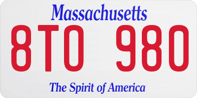 MA license plate 8TO980