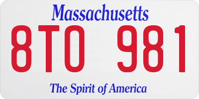 MA license plate 8TO981
