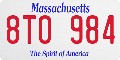 MA license plate 8TO984