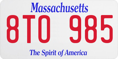 MA license plate 8TO985