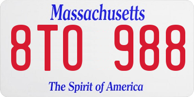 MA license plate 8TO988
