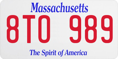 MA license plate 8TO989