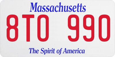 MA license plate 8TO990