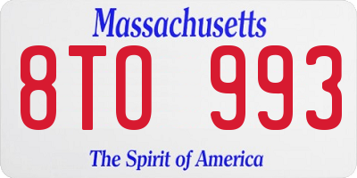 MA license plate 8TO993