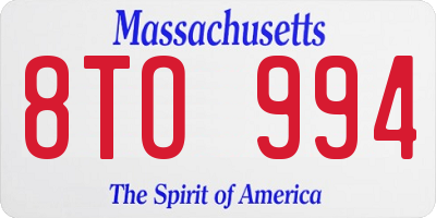 MA license plate 8TO994