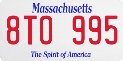 MA license plate 8TO995
