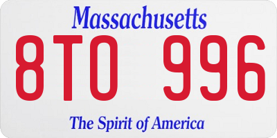 MA license plate 8TO996