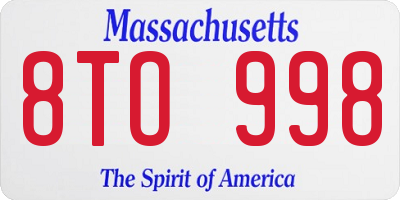 MA license plate 8TO998