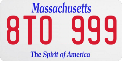 MA license plate 8TO999