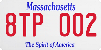 MA license plate 8TP002