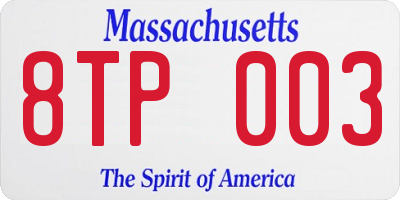 MA license plate 8TP003