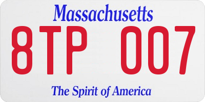 MA license plate 8TP007