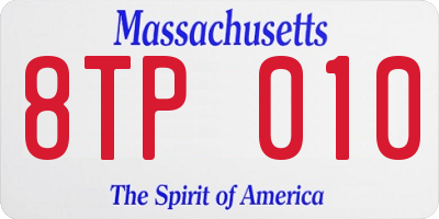 MA license plate 8TP010