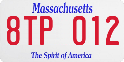 MA license plate 8TP012