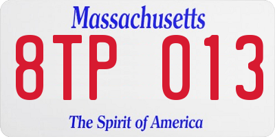 MA license plate 8TP013