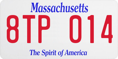 MA license plate 8TP014