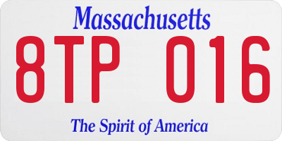 MA license plate 8TP016