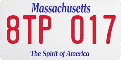 MA license plate 8TP017