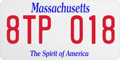 MA license plate 8TP018