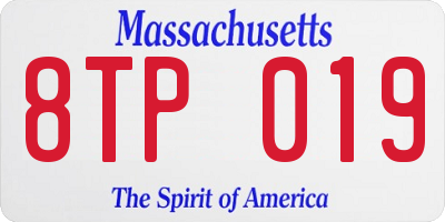 MA license plate 8TP019