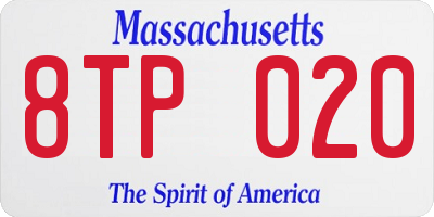 MA license plate 8TP020
