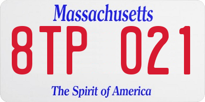 MA license plate 8TP021