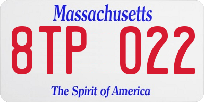 MA license plate 8TP022