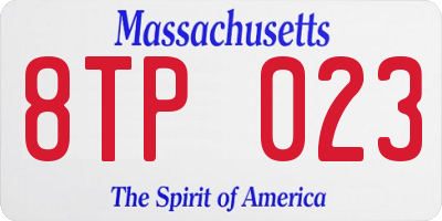 MA license plate 8TP023