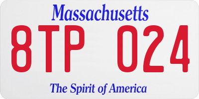 MA license plate 8TP024