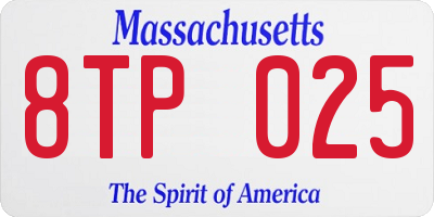 MA license plate 8TP025