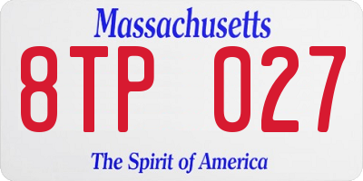 MA license plate 8TP027