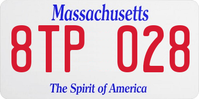 MA license plate 8TP028