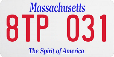 MA license plate 8TP031