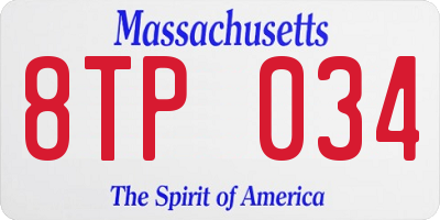 MA license plate 8TP034